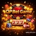 QP Bet Game logo with casino-style slot machine, poker chips, dice, and gold coins on a black theme background.