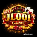 JL001 Game casino-style logo with roulette wheel, cards, chips, and golden text