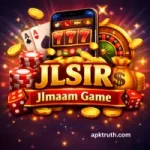 JLSIR Jlmaam Game mobile casino logo with slot machine, poker chips, dice, roulette wheel, and gold coins