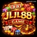 JLJL88 Game logo with casino elements including slot machine, dice, roulette wheel, poker chips, and gold coins on a black-themed background.